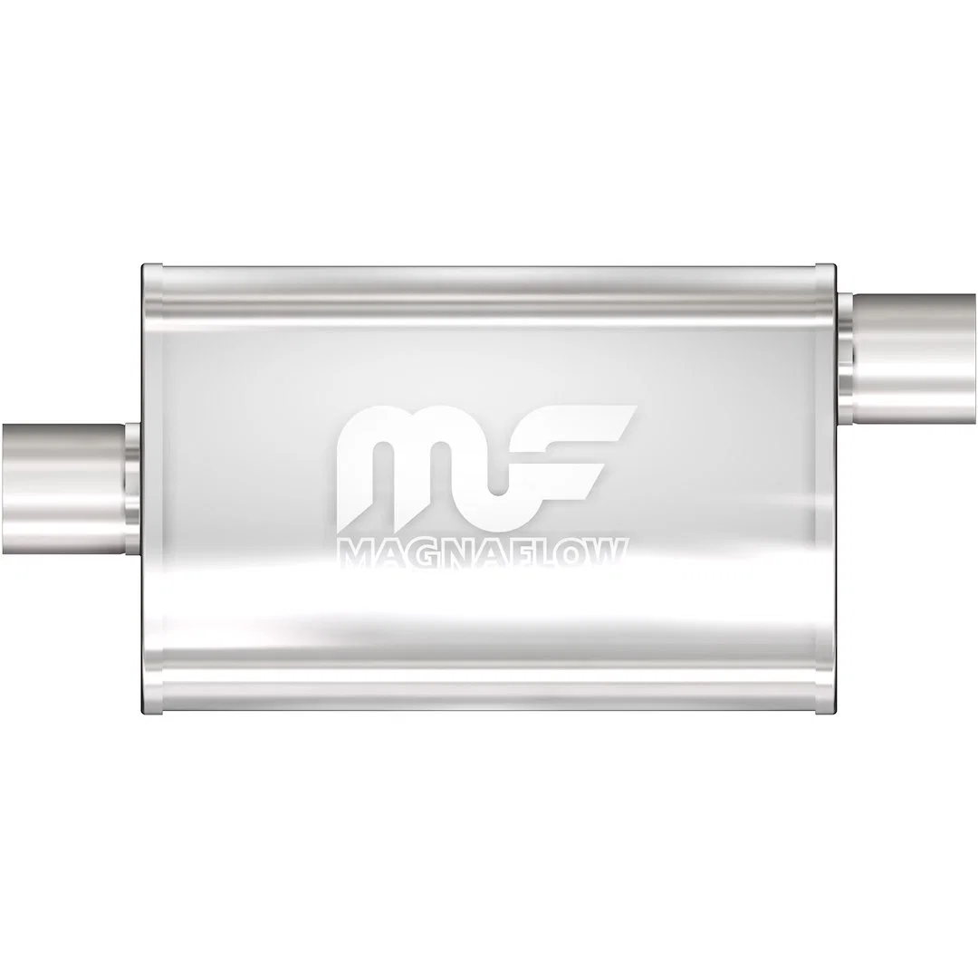 11259 – MAGNAFLOW Exhaust Muffler, 9 Inch Width x 4 Inch Height Oval Stainless Steel Case Single 3 Inch Offset Inlet ...